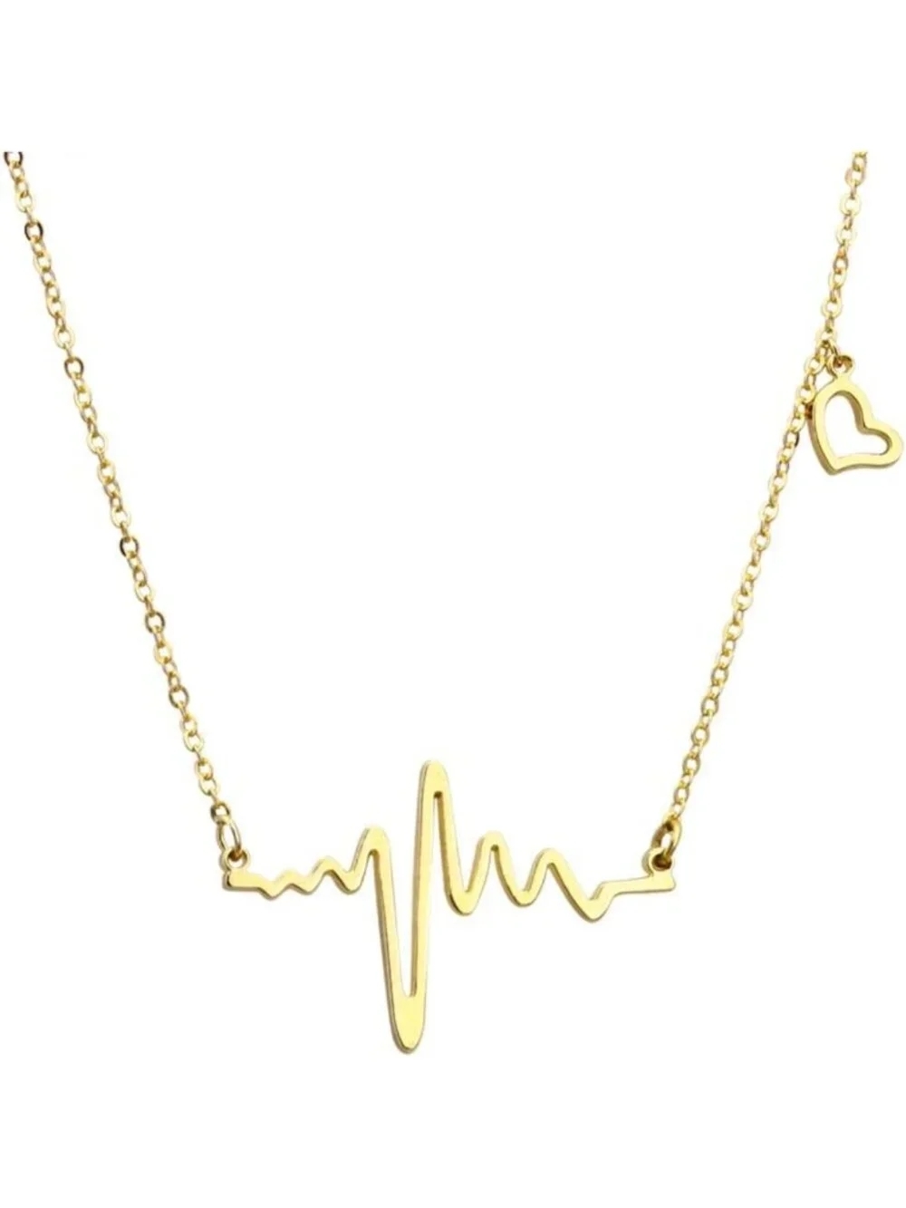 18k Rose Gold Plated Heartbeat Necklace - EKG Love Cardiogram Jewelry for Women